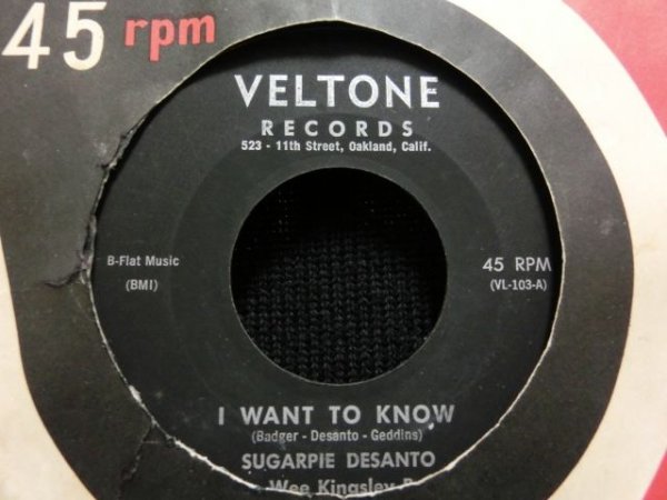 画像1: 60s泥臭R&B/45オンリー★SUGARPIE DE SANTO-『I WANT TO KNOW』 (1)